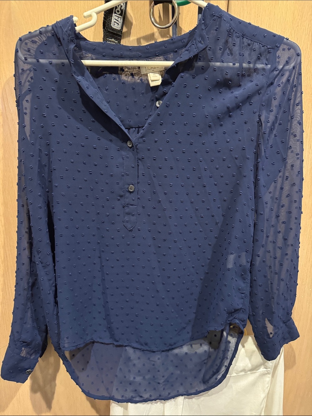 J. Crew Navy Swiss Dot Sheer Blouse